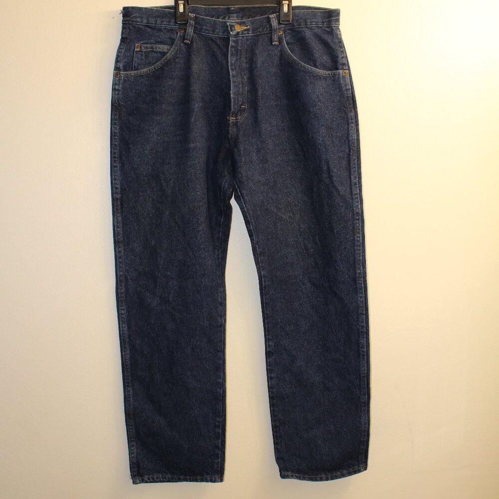 Wrangler Straight Fit Jeans Dark Wash Denim 38x30 Classic Workwear Men’s‎
